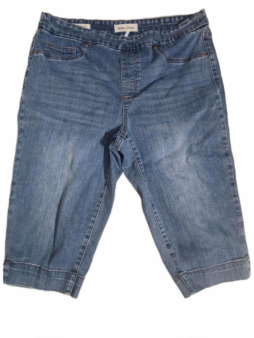 Tribal Jeans Audrey women’s 32" waist 17" inseam mid rise stretch capri jeans